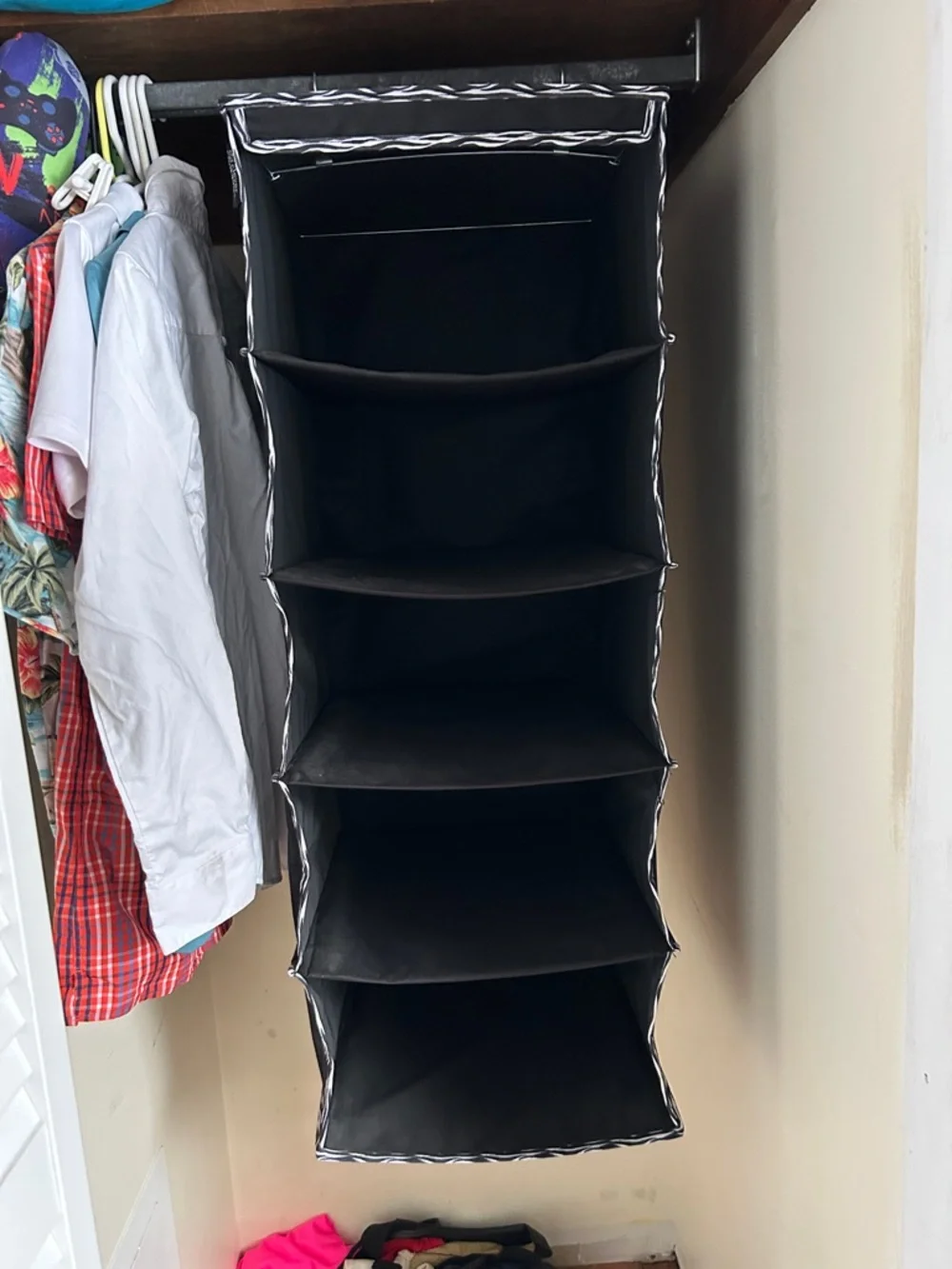 Clever Container closet organizer, black, 35 inches long, 14 inches wide